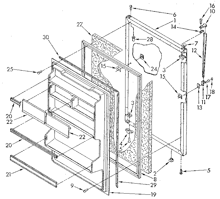 Whirlpool ET16ZKXWW00 refrigerator door diagram