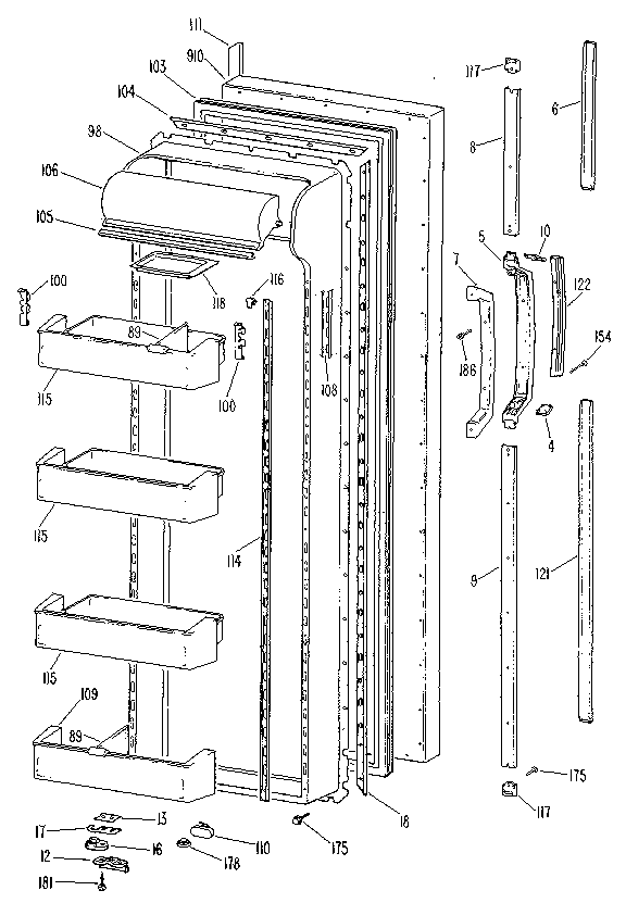 Kenmore 3639507784 fresh food door diagram