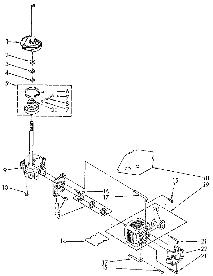 Kenmore 11081863620 brake, clutch, gearcase, motor and pump diagram