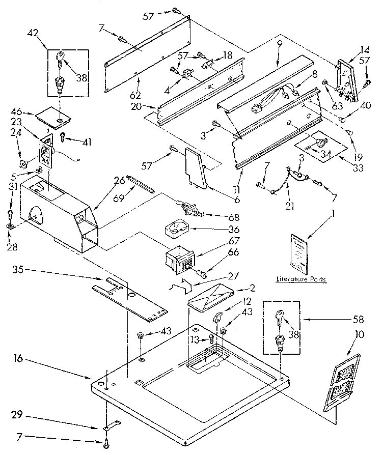Kenmore 11087407830 top and console diagram