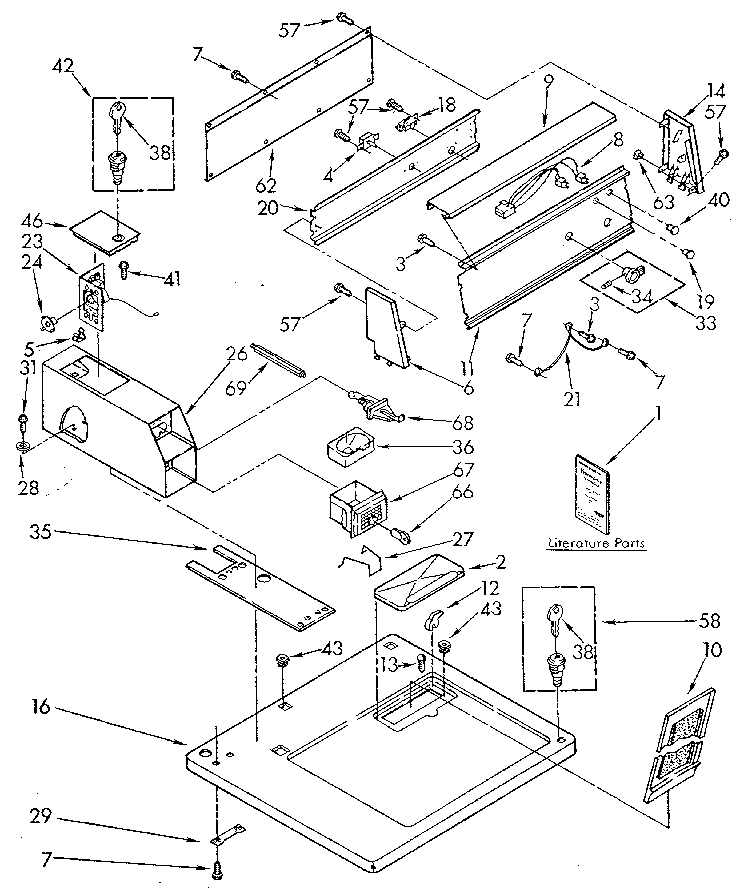 Kenmore 11087405830 top and console diagram
