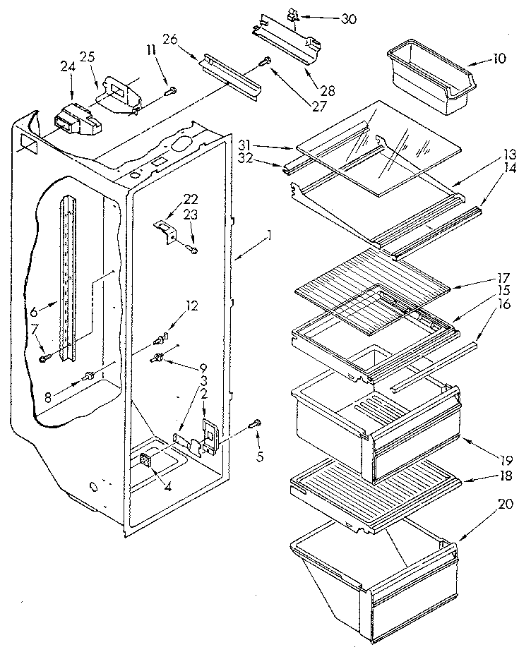 Whirlpool ED20PKXWG00 refrigerator liner diagram