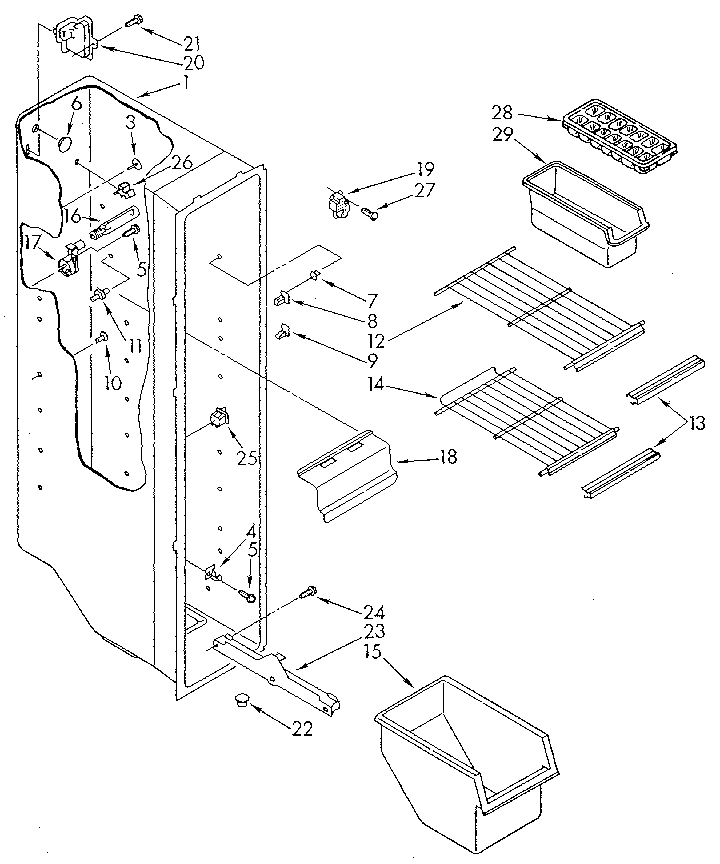 Whirlpool ED20PKXWG00 freezer liner diagram