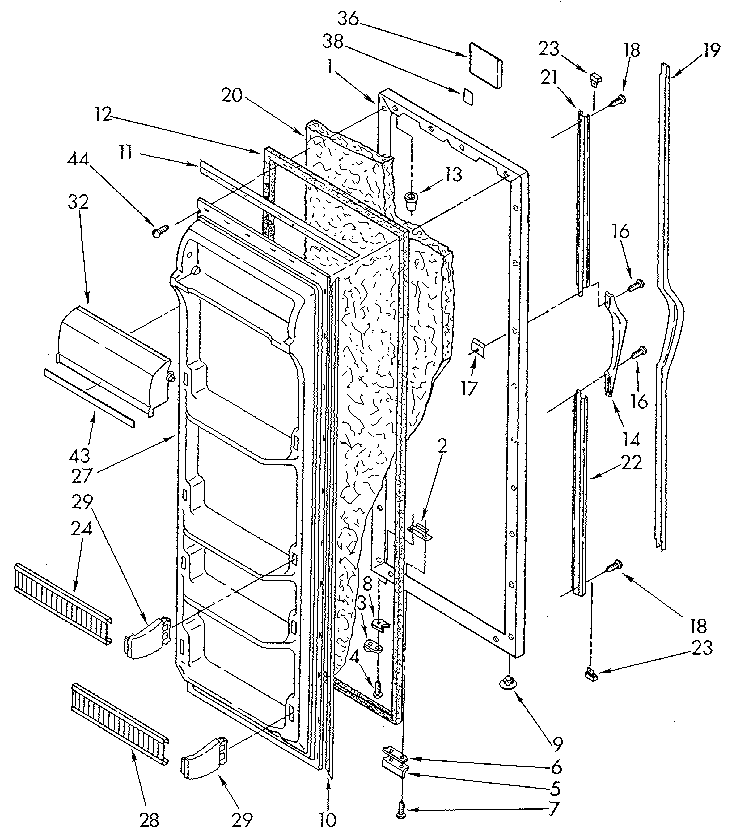 Whirlpool ED20PKXWG00 refrigerator door diagram