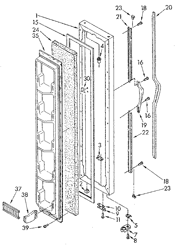 Whirlpool ED20PKXWG00 freezer door diagram
