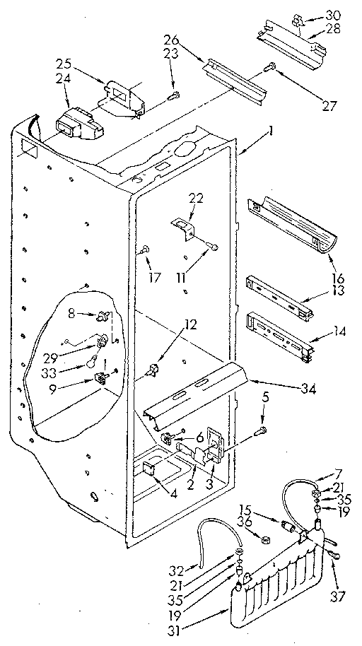 Whirlpool ED25DQXVN00 refrigerator liner diagram