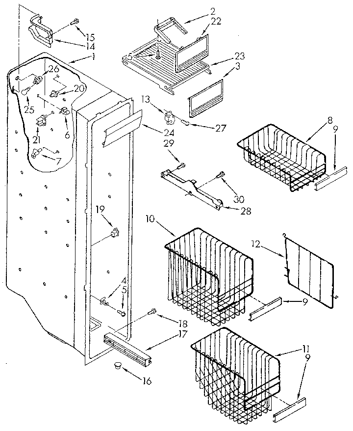 Whirlpool ED25DQXVN00 freezer liner diagram