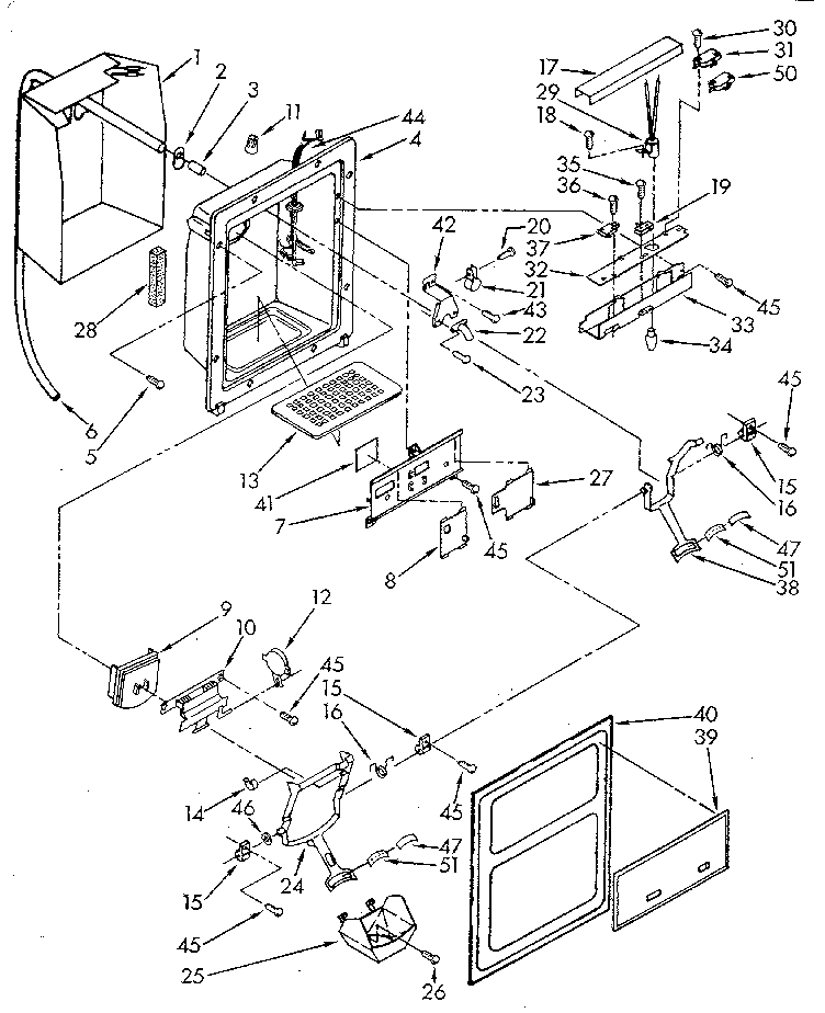 Whirlpool ED25DQXVN00 dispenser front diagram
