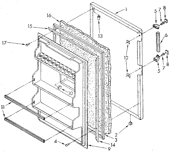 Whirlpool ET18SKRWN01 refrigerator door diagram