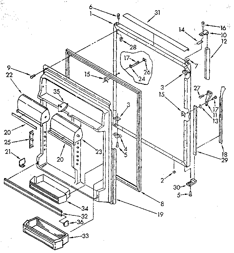 Whirlpool ET22DMXVW00 refrigerator door diagram