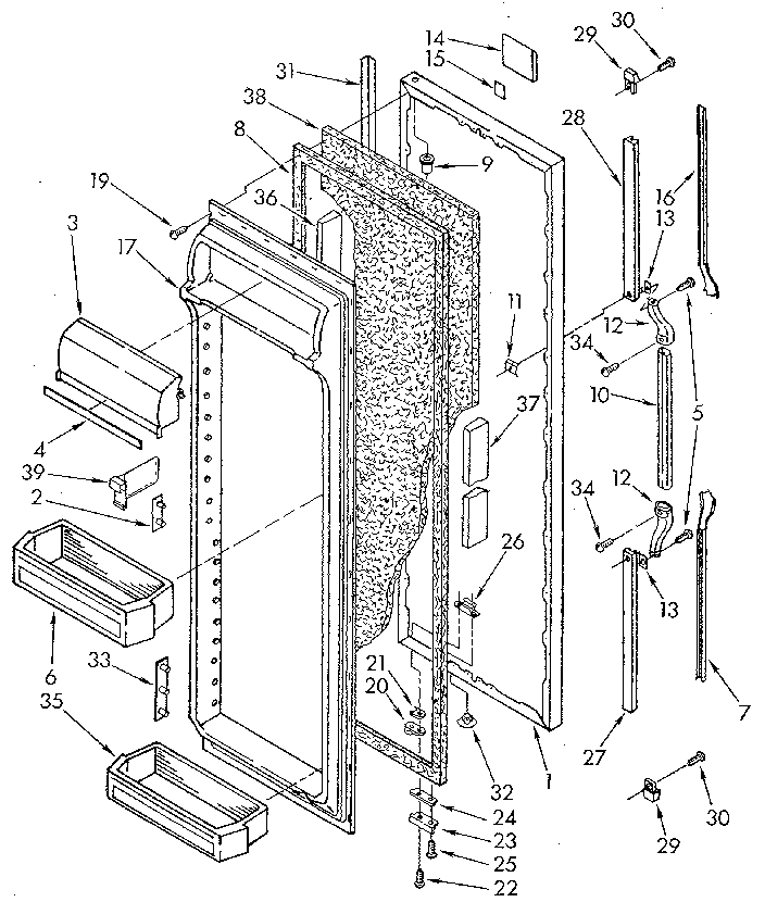 Whirlpool ED25DQXVN04 refrigerator door diagram
