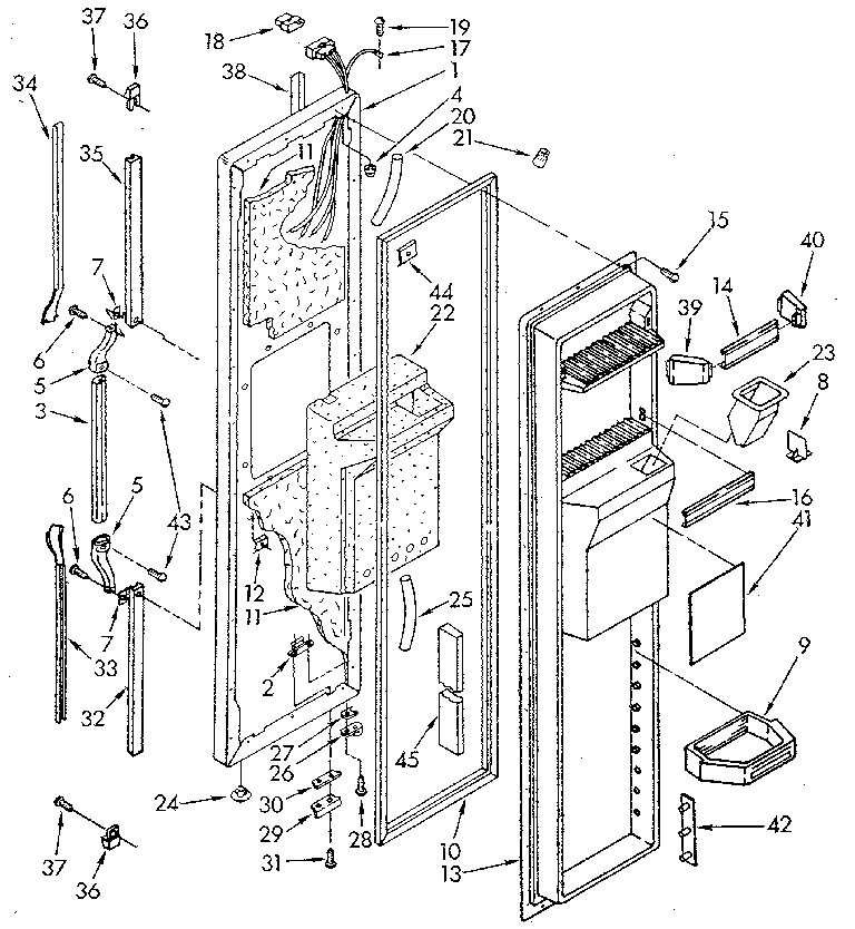 Whirlpool ED25DQXVN04 freezer door diagram