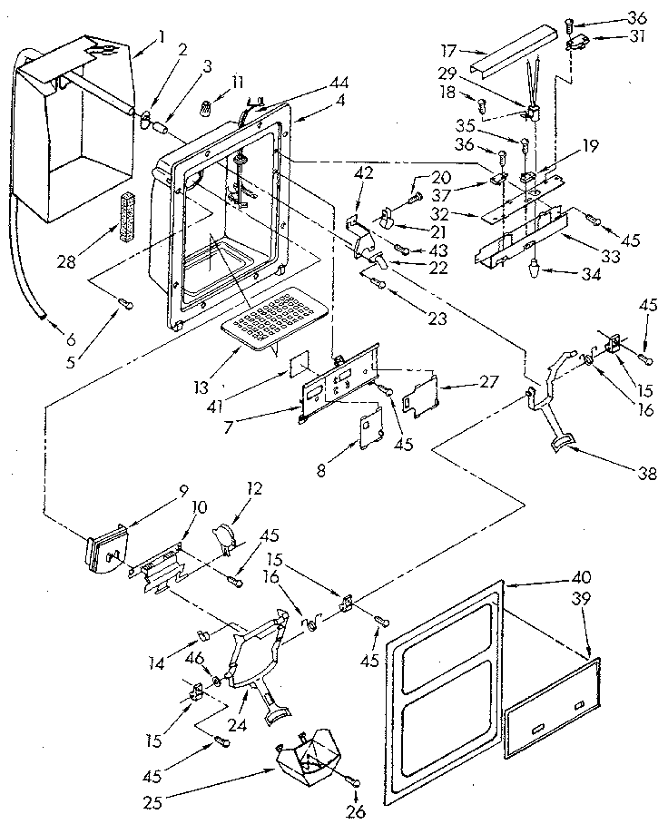 Whirlpool ED25DQXVN04 dispenser front diagram