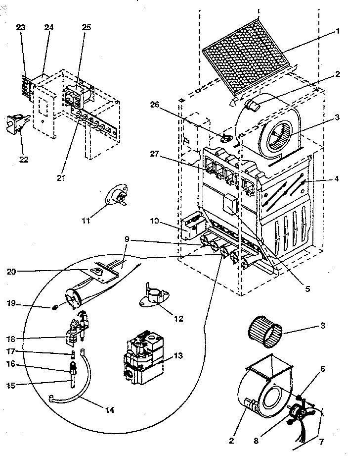 ICP NDGI150DK03 functional replacement parts diagram