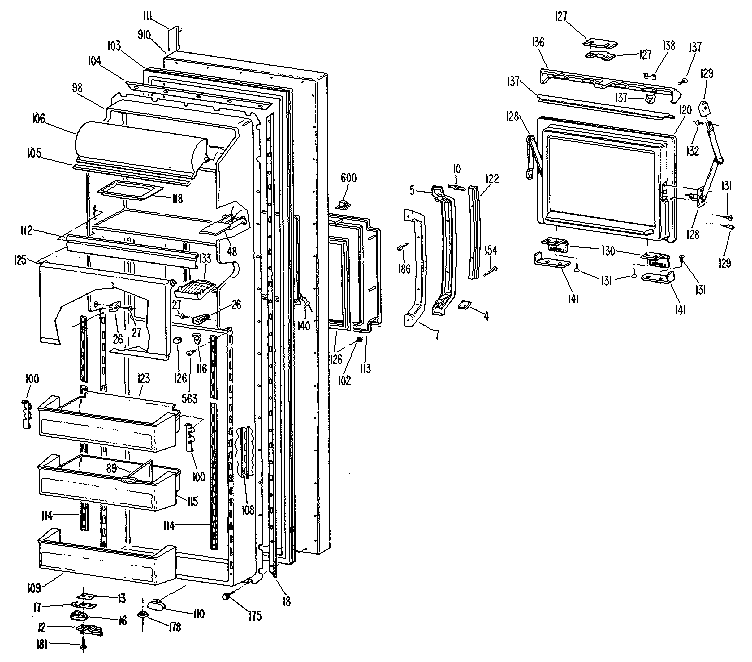 Kenmore 3639517984 fresh food door diagram