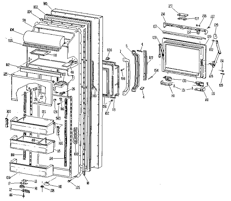 Kenmore 3639517924 fresh food door diagram