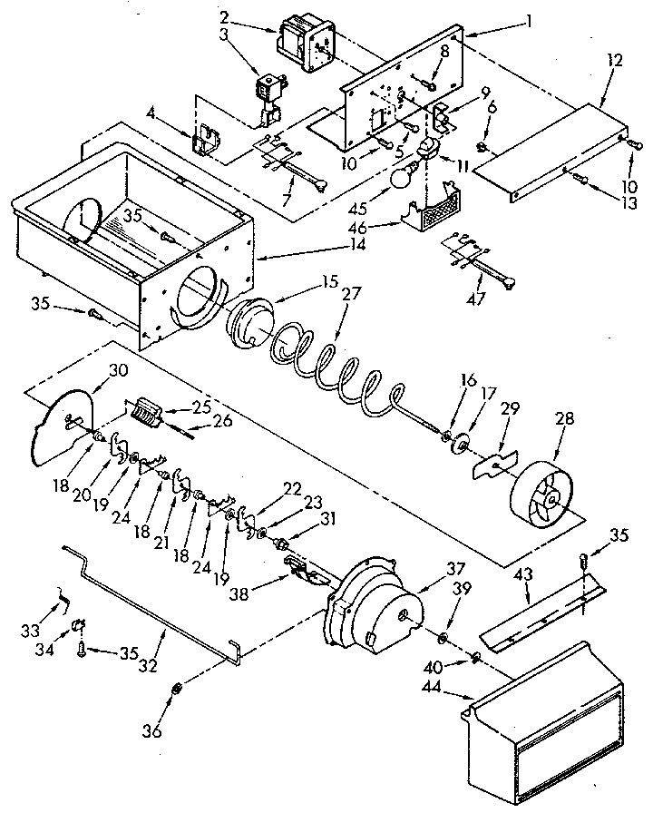 Kenmore 1069512610 motor and ice container diagram
