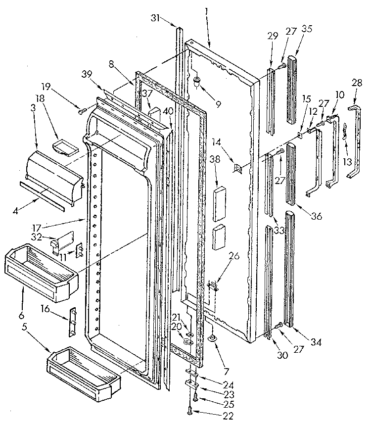 Kenmore 1069512610 refrigerator door diagram