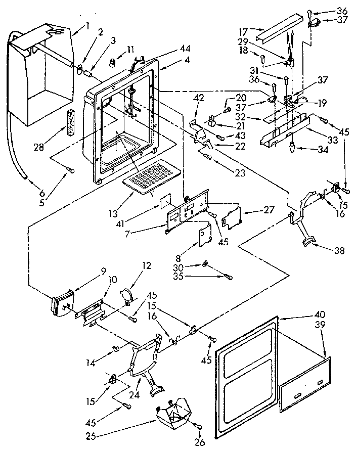 Kenmore 1069512610 dispenser front diagram
