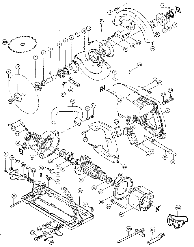 Makita 5077B unit parts diagram