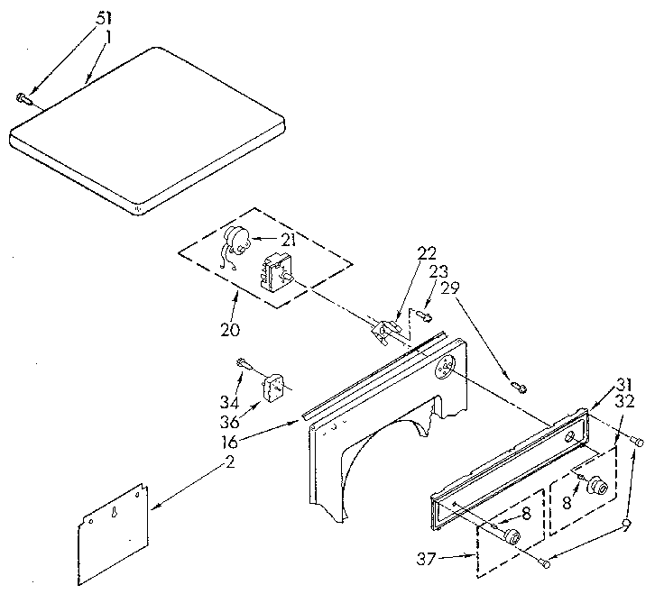 Kenmore 11088870110 top and console diagram