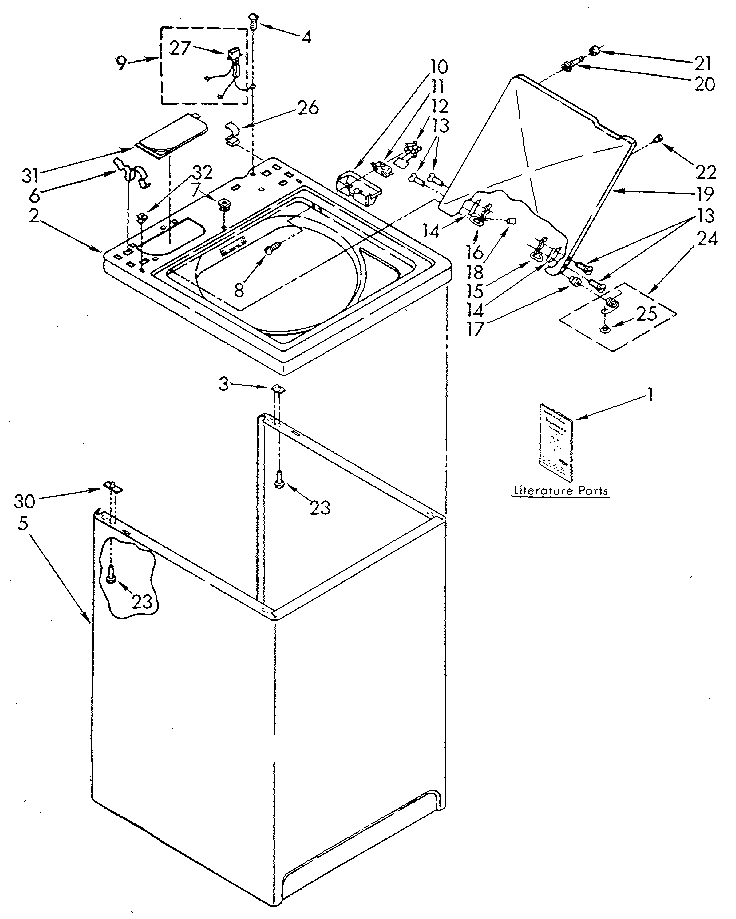 Kenmore 11092093800 top and cabinet diagram
