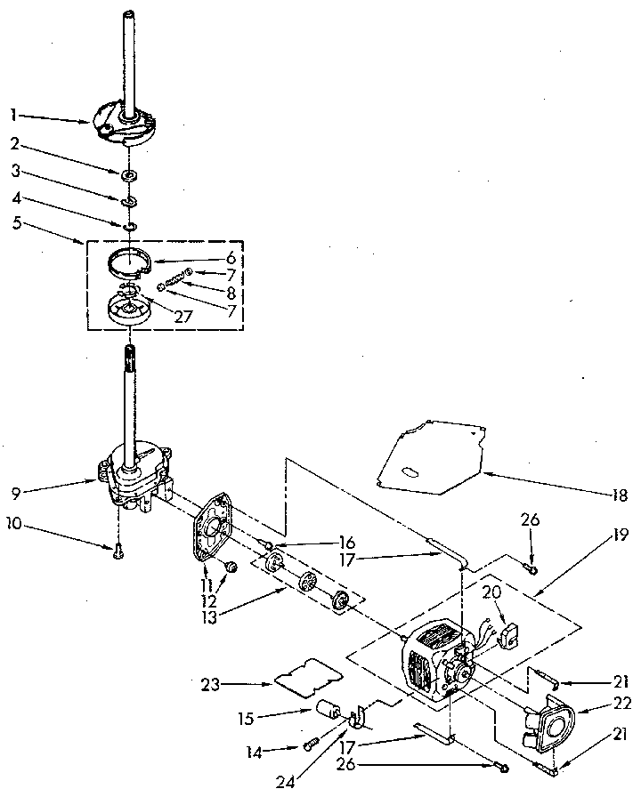 Kenmore 11092093800 brake, clutch, gearcase, motor and pump diagram