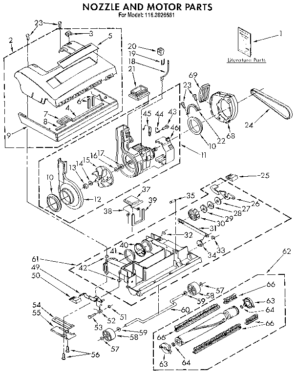 Kenmore 1163926581 nozzle and motor diagram