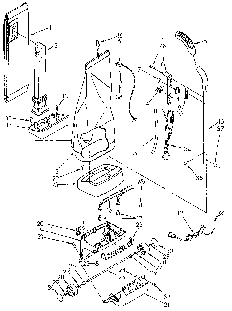 Kenmore 1163926581 handle and bag housing diagram