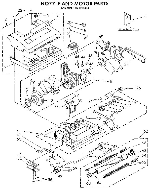Kenmore 1163916481 nozzle and motor diagram
