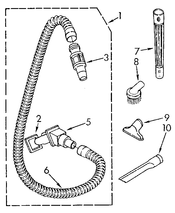 Kenmore 1163916481 hose and attachment diagram