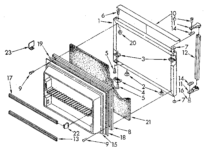 Whirlpool EB22DKXWN00 freezer door diagram