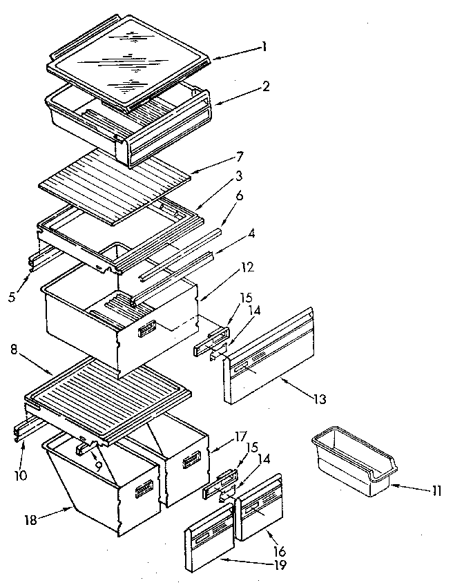 Whirlpool ED25DQXVG06 refrigerator shelf diagram