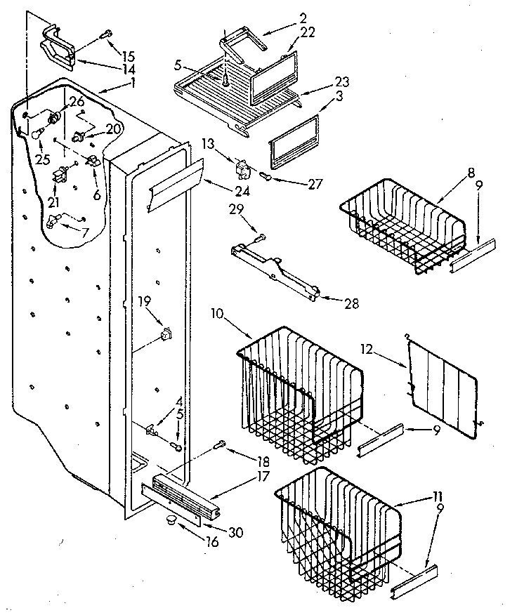 Whirlpool ED25DQXVG06 freezer liner diagram