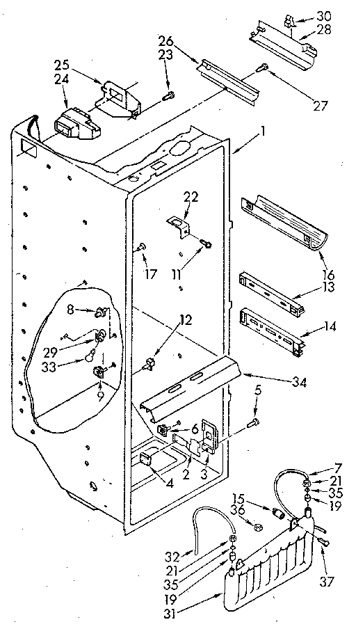 Whirlpool ED25DQXVN01 refrigerator liner diagram