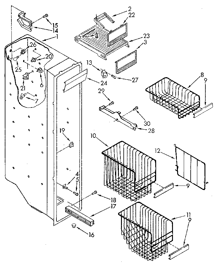 Whirlpool ED25DQXVN01 freezer liner diagram