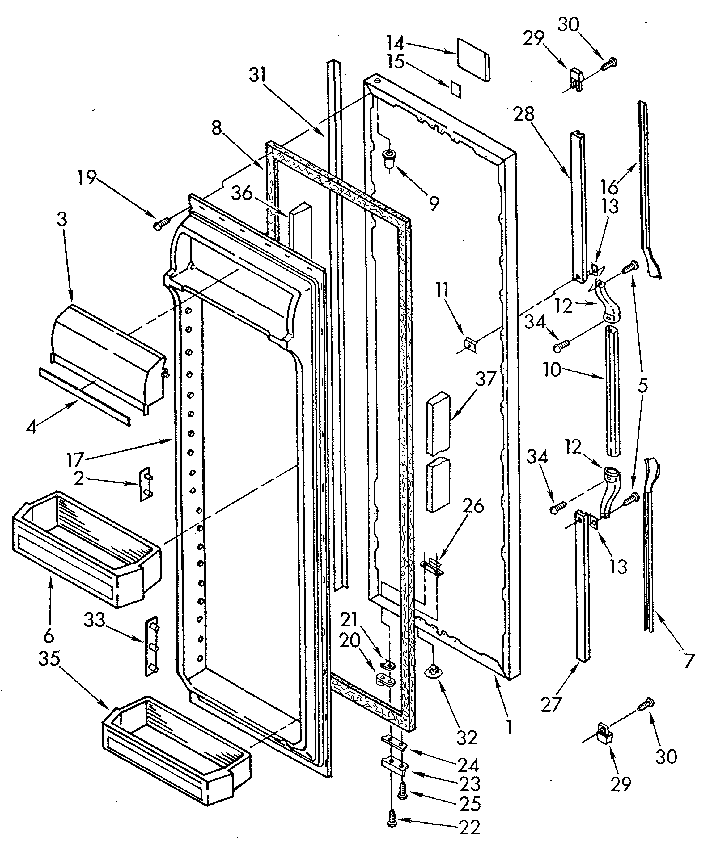 Whirlpool ED25DQXVN01 refrigerator door diagram
