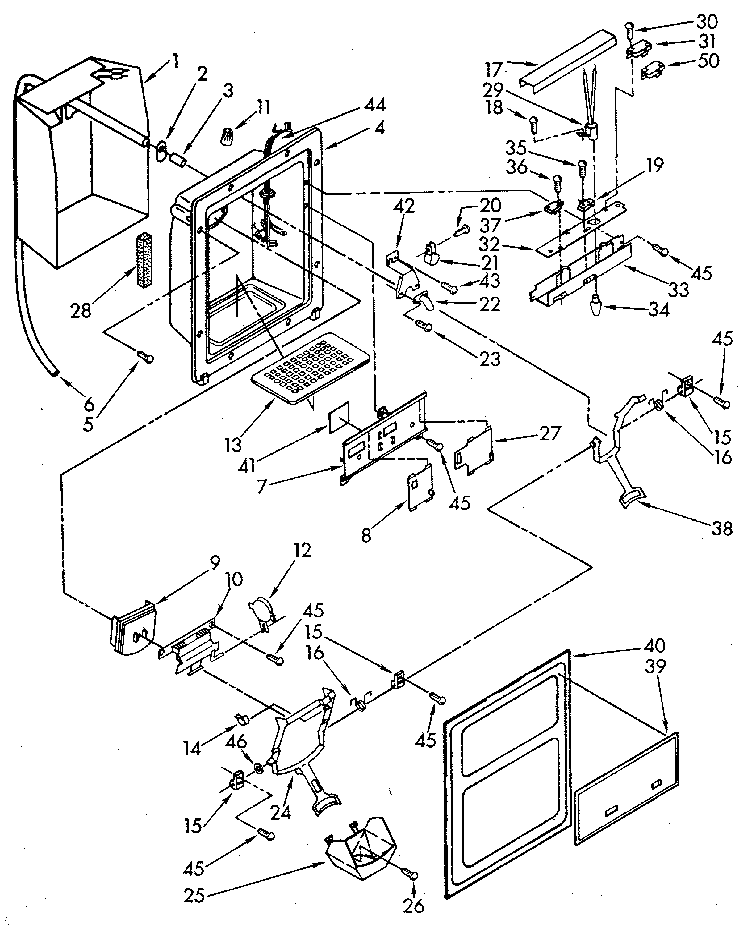 Whirlpool ED25DQXVN01 dispenser front diagram