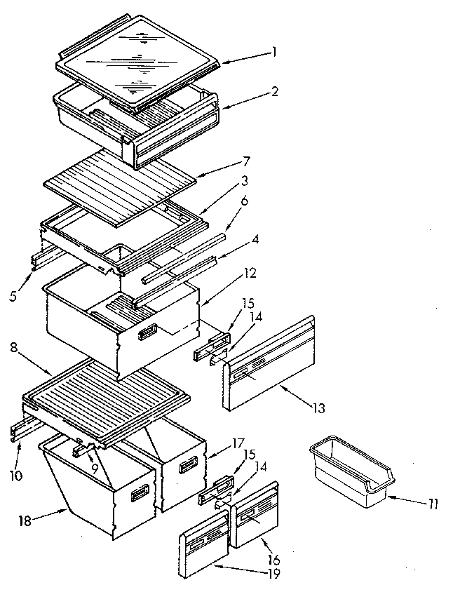 Whirlpool ED25DQXVM03 shelf diagram