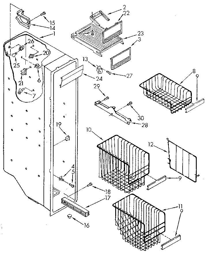Whirlpool ED25DQXVM03 freezer liner diagram