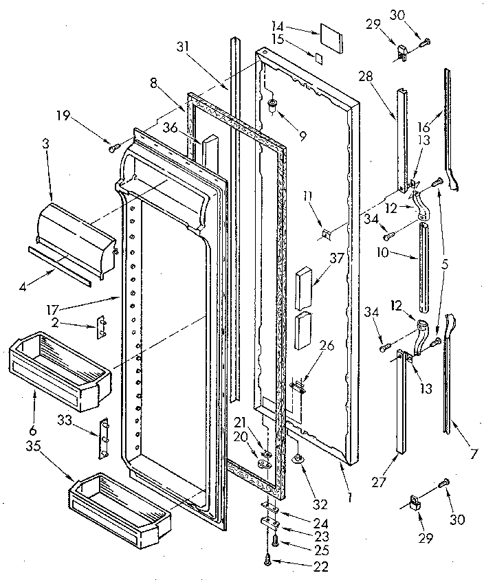 Whirlpool ED25DQXVM03 refrigerator door diagram