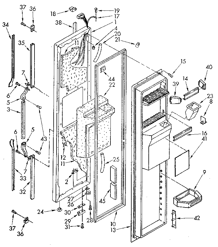Whirlpool ED25DQXVM03 freezer door diagram