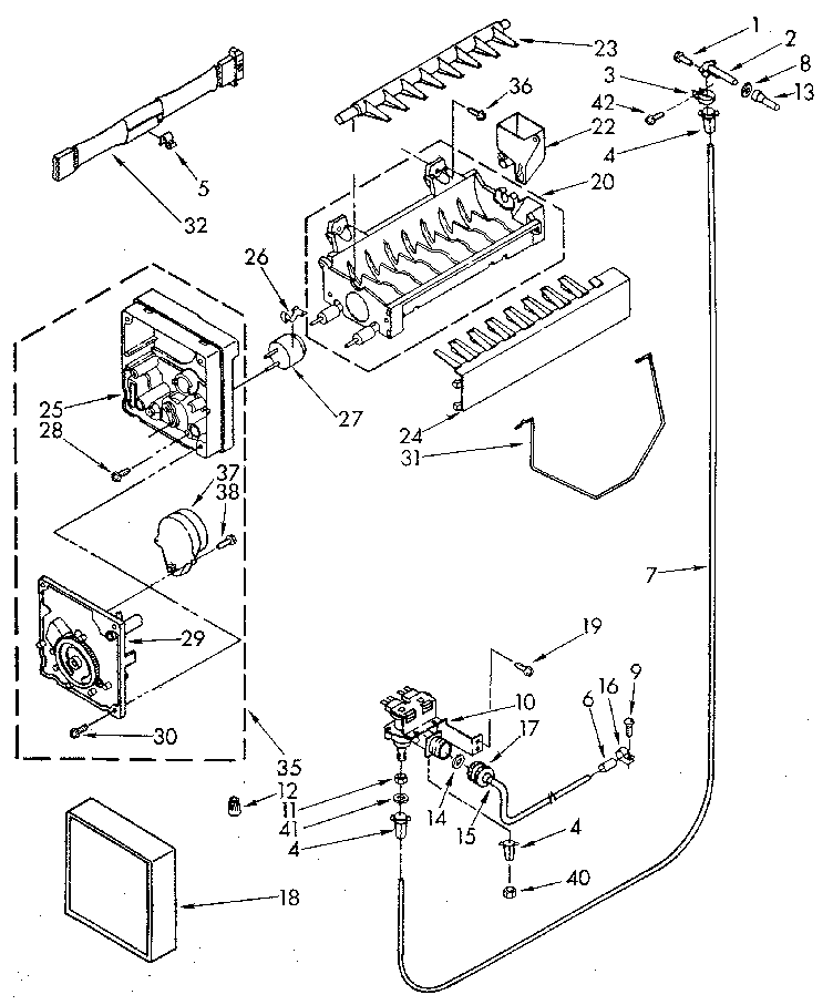 Whirlpool ED25DQXVM03 icemaker diagram