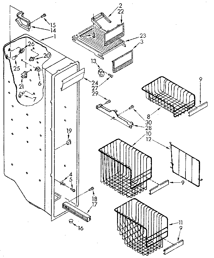 Whirlpool ED25DQXVG02 freezer liner diagram