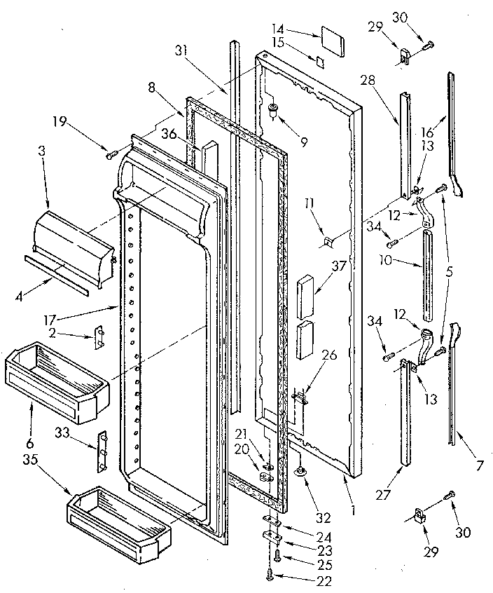 Whirlpool ED25DQXVG02 refrigerator door diagram