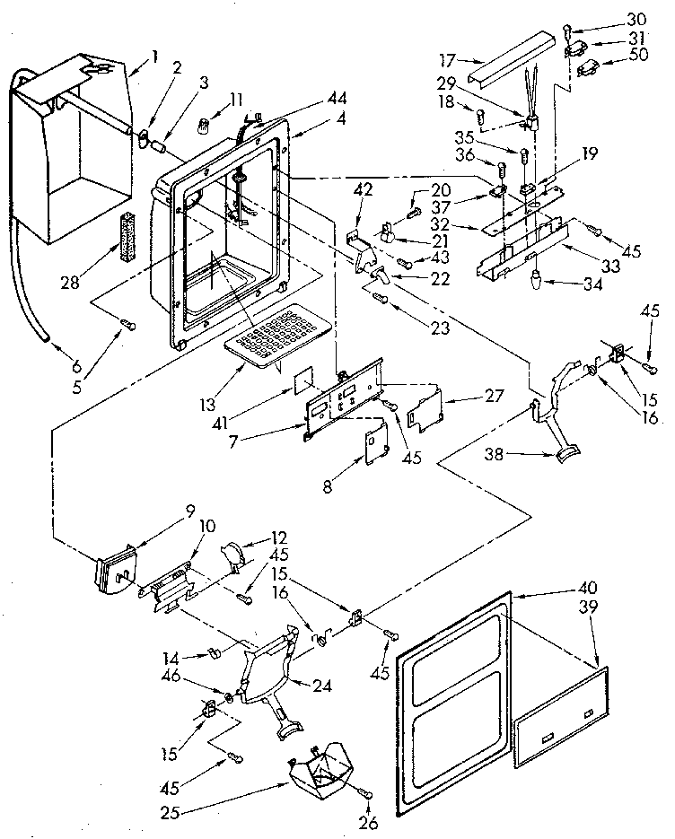 Whirlpool ED25DQXVG02 dispenser front diagram