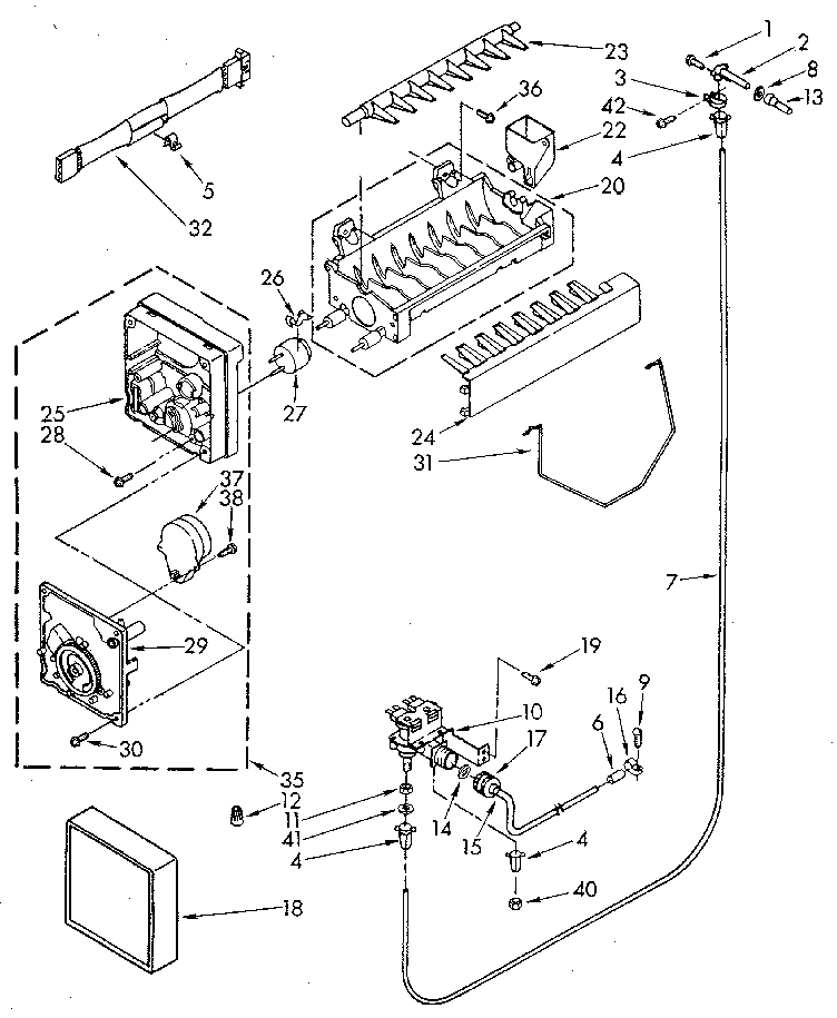 Whirlpool ED25DQXVG02 icemaker diagram