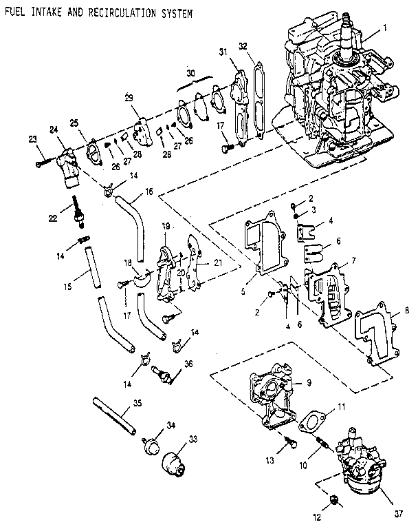 Craftsman 225581503 fuel intake and recirculation system diagram