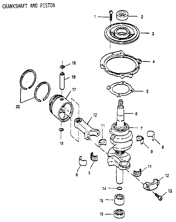 Craftsman 225581503 crankshaft and piston diagram