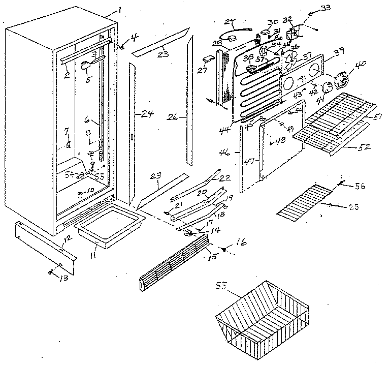 Northland UF30E/1718 freezer cabinet diagram